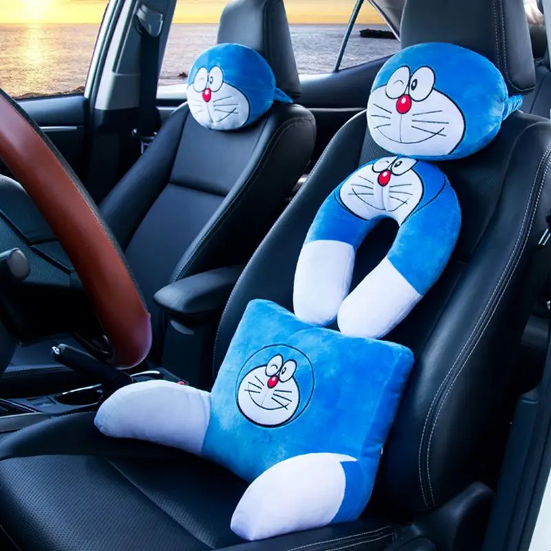 

Круглый Автомобильный подголовник Doraemon, мультипликационный подголовник, подушка для шеи, U-образная подушка, талия