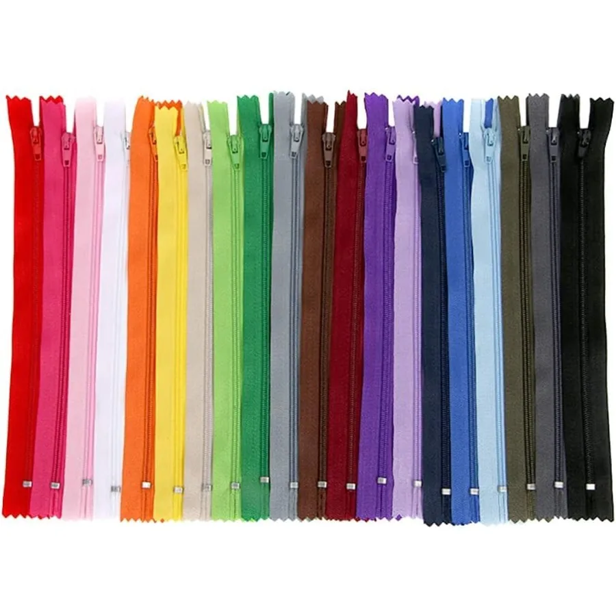 20 Pcs Nylon Coil Zippers Colorful Craft Zippers Sewing Zipper for Making Bags Pouches Fasteners 12 Inch