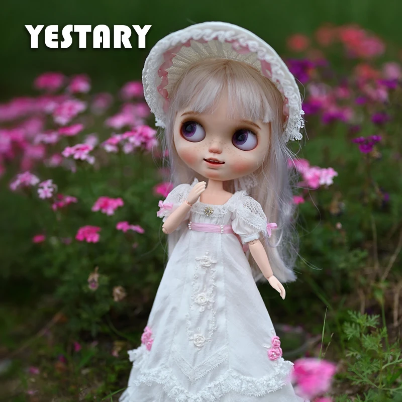 

YESTARY BJD Doll Accessories Clothing For Obitsu 24 1/6 1/4 1/4MDD Doll Vintage White Dress Set DIY Material Pack For Girl Gift