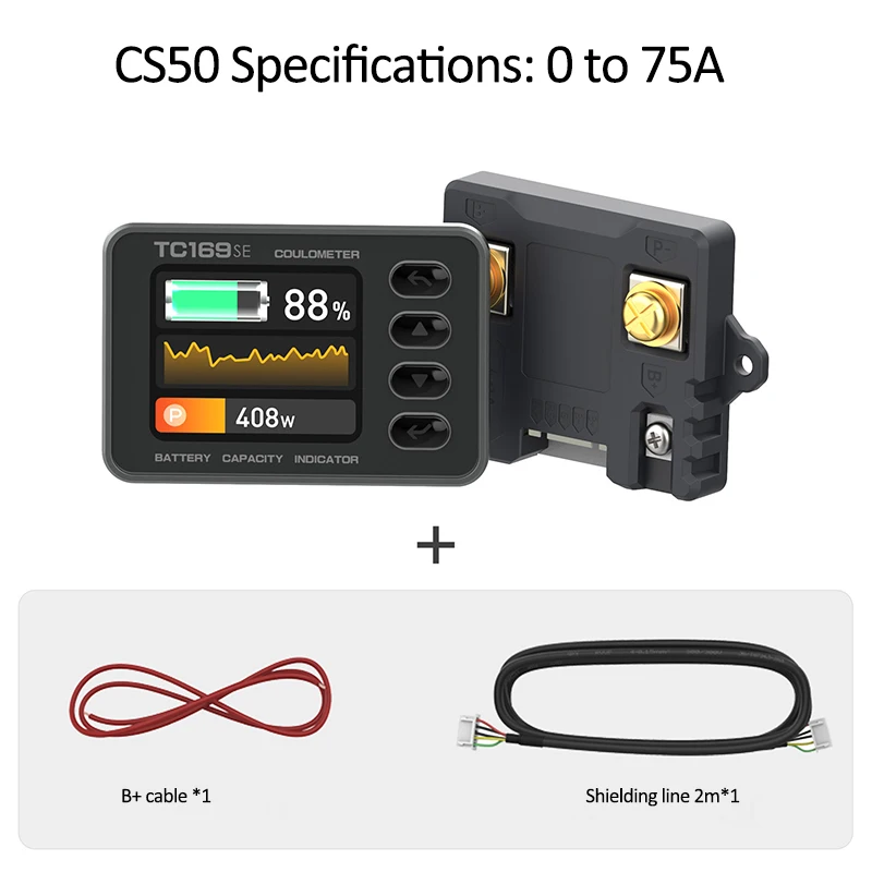 高精度カラースクリーンクーロンメーター TC169SE バッテリー電圧
