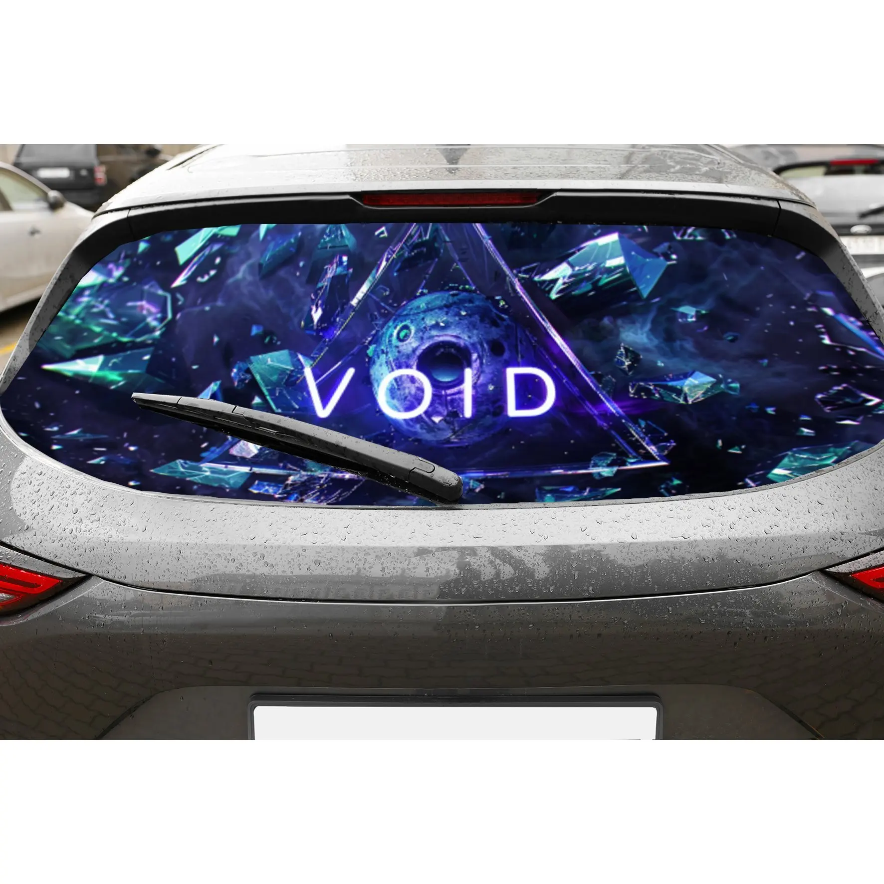 

Crystal Triangle With Void Skull Car Rear Window Vinyl Wraps, Waterproof Self-adhesive Car Vinyl Wraps, Surface Protection, Pers