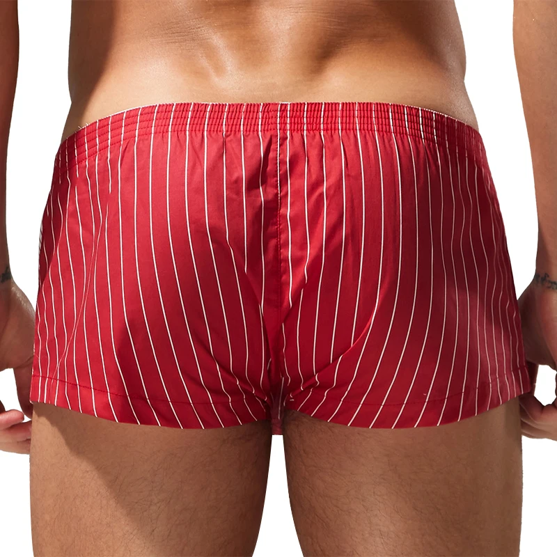 Men's Underwear, Aro Pants, Pajamas, Home Wear, Pure Cotton Stripes, Contrasting Color, Low Waist, Sexy Casual Square Shorts