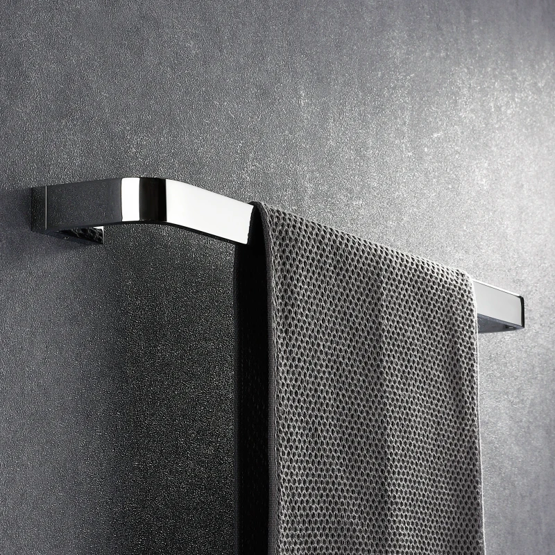 Brass Luxury Towel Holder Bathroom Wall Mount Single Towel Rack Chrome Washroom Accessories Towel Hanger Bar 30-50cm