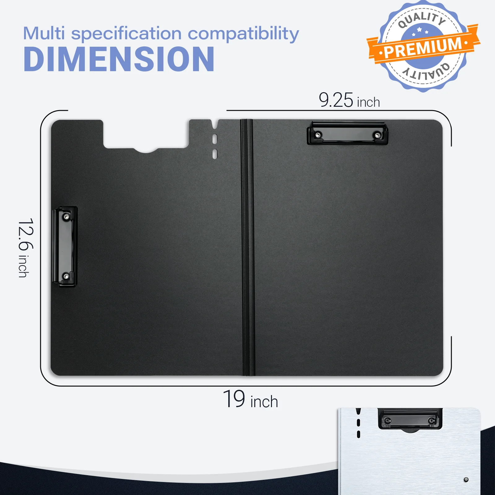 클립보드 폴더, 브러시드 텍스처 360도 접이식 클립보드, 펜 홀더가 있는 Letter/A4 크기 및 수직 이중 금속 클립, 파일 커버 작업 폴더 클립보드