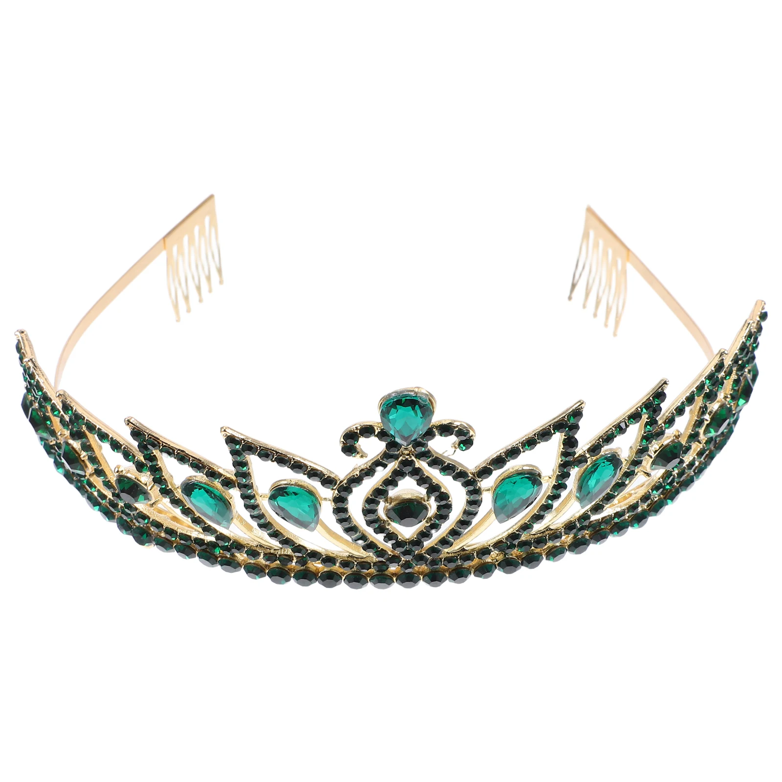 

Crystal Crown Tiara Birthday Party Costume Accessory Bridal Headband Girls Dress Headdress Green Rhinestone Zinc Alloy Long Wear