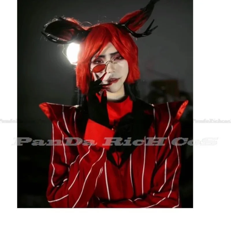 

az15Hazbin Hotel ALASTOR костюм для взрослых мужчин Хэллоуин униформа куртка брюки красный костюм аниме косплей микрофи