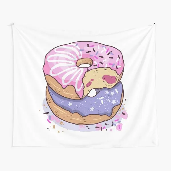 Dessert Donuts Tapestry Tasty Food Tapestry American Traditional Breakfast Food Pattern Wall Hanging for Bedroom Living Room