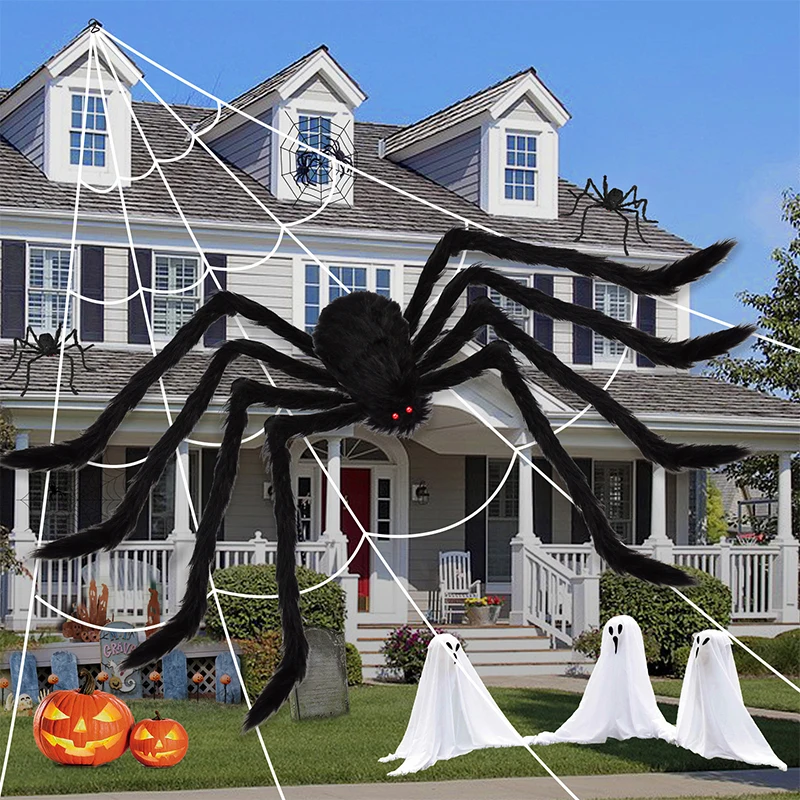 Halloween Big Plush Spider Halloween Wall Decoration Party Props Outdoor Big Spider Decoration Chamber Trick A Prank Big Spider