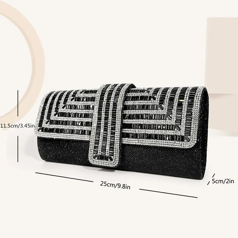 Pochette con strass da donna borse da sera Sparkling Glitter Formal Party Wedding Cocktail Prom Bags con catena