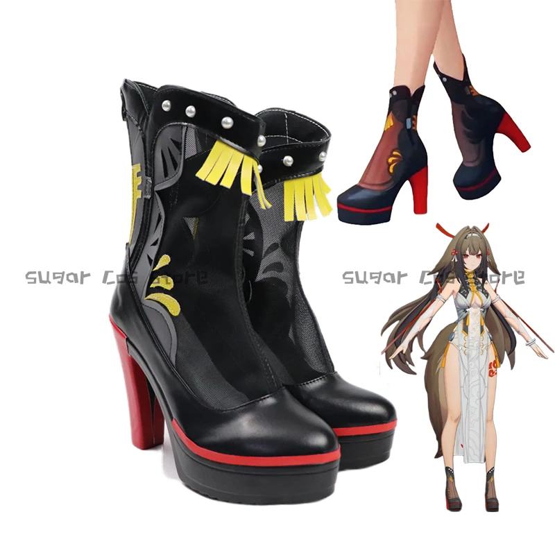

Zenless Zone Zero Ye Shunguang Game Cosplay Shoes Boots Black PU Leather Boots Halloween Carnival Party Props For Women Girls