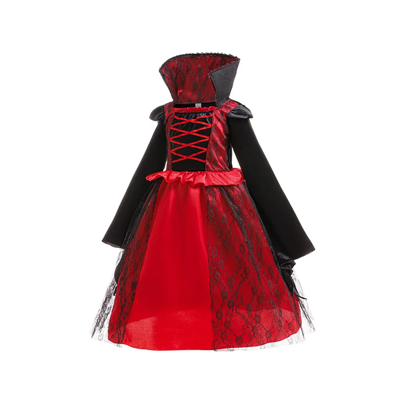 Girls Disguised Children Halloween Cosplay Horror Evil Queen Vampire Costume Party Girls Masquerade Stage Play Ghost Witch Dress