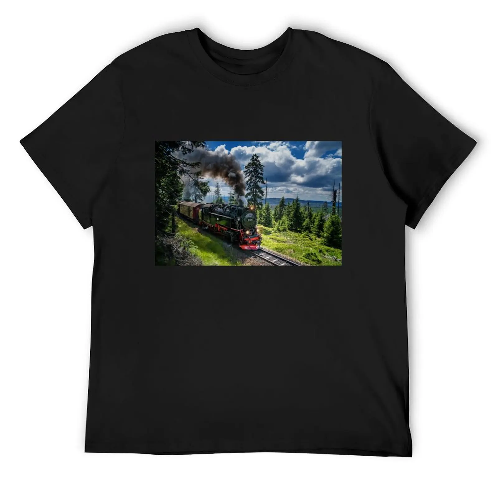 Steam locomotive - Harz narrow gauge railways (Germany) T-Shirt tops shirts graphic tee fitted t shirts for men