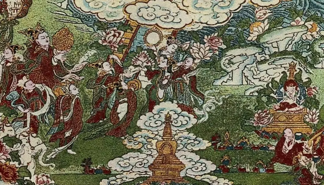 Tibetan Buddhism silk Embroidery Shakyamuni Buddha Sermon chanting Thangka hanging screen Town house