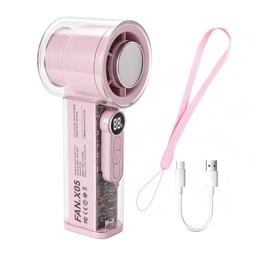 Superconducting Refrigeration Portable Handheld Turbo Fan 100-Speed USB Rechargeable 3000mAh with LED Display For Travel Outdoor