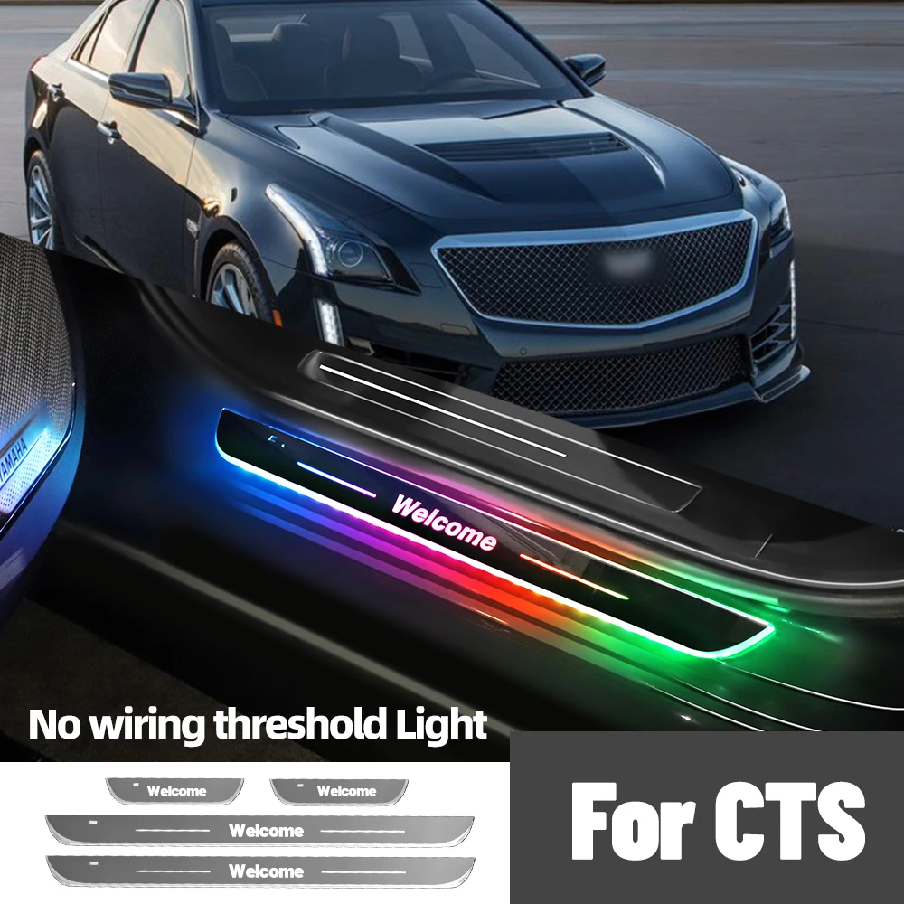 Para cadillac cts CTS-V 2003-2019 2011 2015 2018 luz do peitoril da porta do carro logotipo personalizado led limiar de boas-vindas pedal acessórios da lâmpada