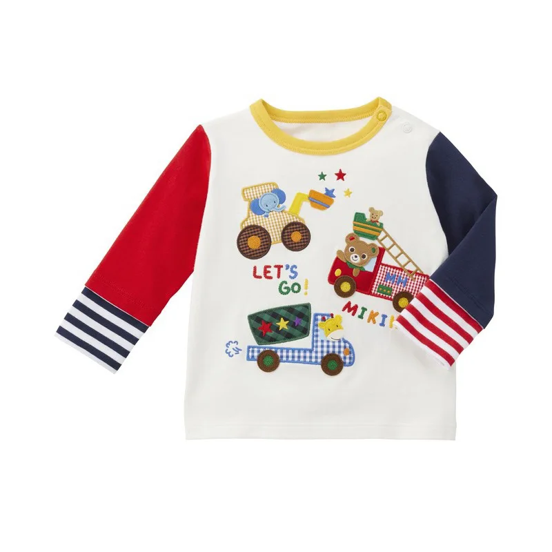 Autumn Boy T-shirt Cartoon Bear Good Friends Car Embroidery Long Sleeve Base Shirt 2024