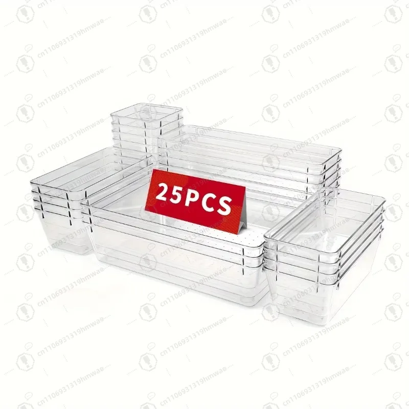 

7/16/25 Pcs Transparent Drawer Storage Set Multifunctional Plastic Storage Box Cosmetics/jewelry/bedroom/office Storage Box