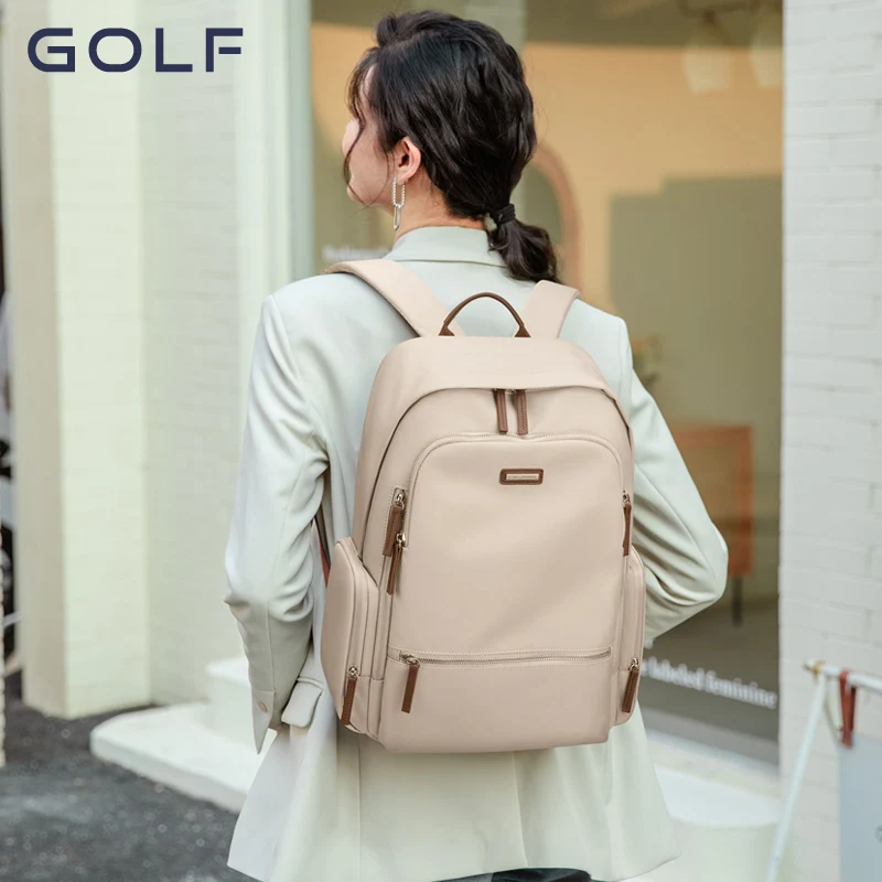 Mochila de GOLF para mujer, bolso de viaje de color sólido a la moda, bolso escolar para ir al trabajo, mochila para ordenador de 15,6 pulgadas para estudiantes