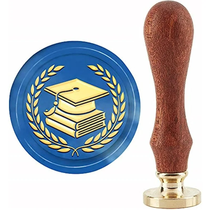 Tampão de formatura selo de cera selo de trigo selos de cera livros 30mm retro vintage removível cabeça de carimbo de bronze com alça de madeira