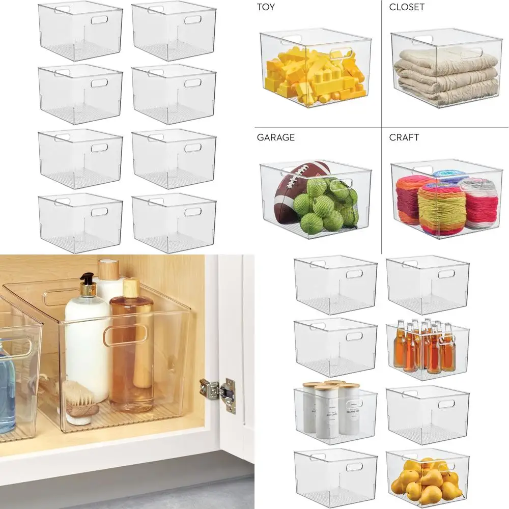 

Прозрачные контейнеры для хранения с ручками - набор из 8 предметов для организации кухни, ванной или домашнего офиса