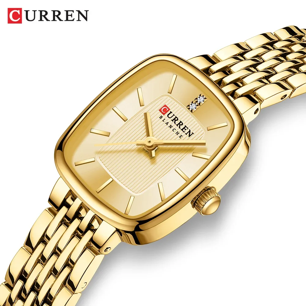 CURREN 9093 Fashion Rectangular Exquisite Women's Quartz Watch New Waterproof Stainless Steel Strap Charm Watches for Woman