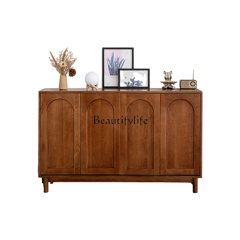 

North American cherry wood retro shoe cabinet household small apartment French simplicity