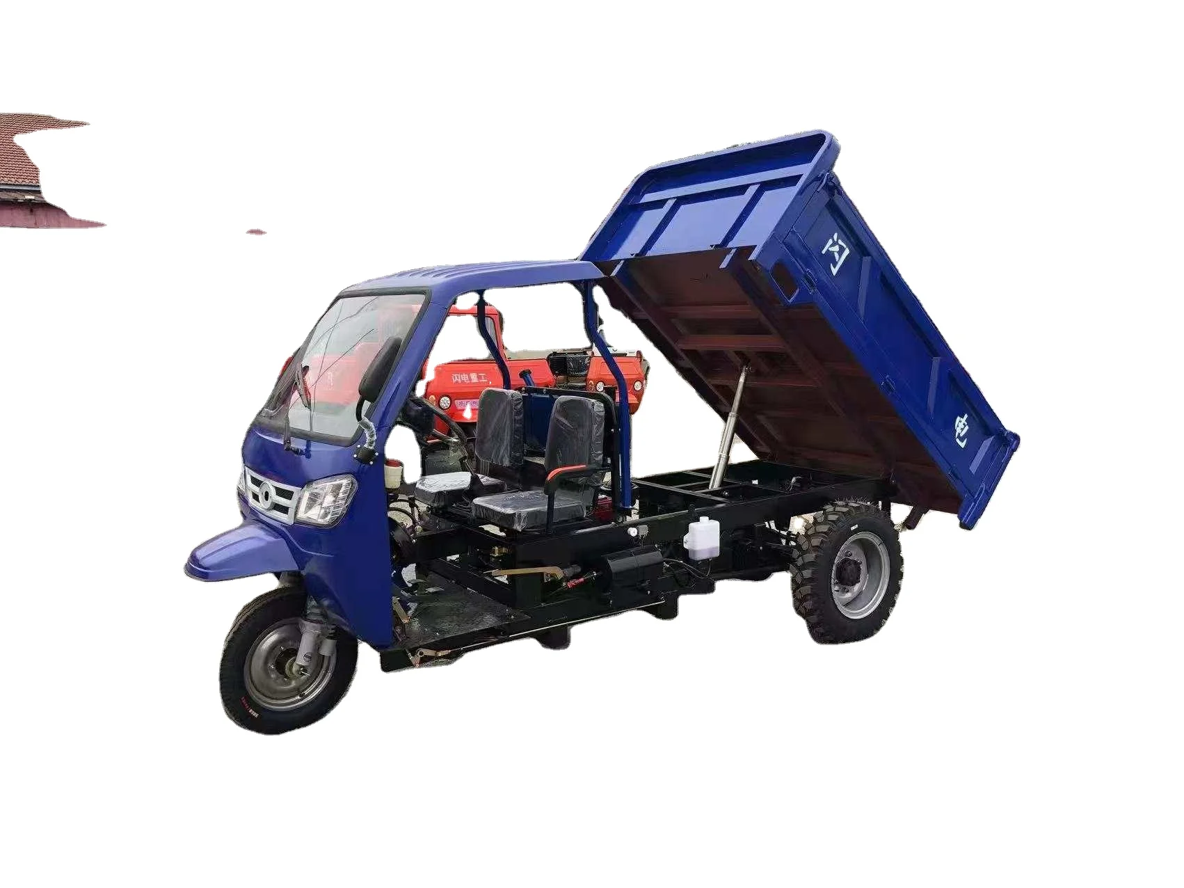 Semi Closed Electric Fuel Tricycle 3 Wheeler Tractor With Shed Self Unloading