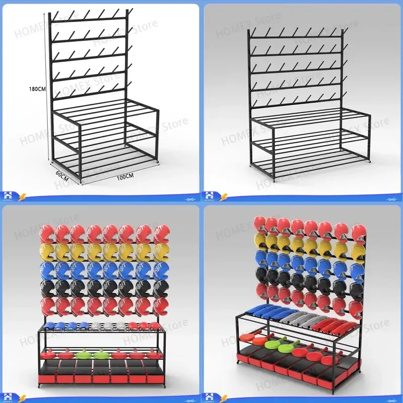 Boxing Gloves Storage Rack Mobile Sandbag Holder Foot Target Stand for Taekwondo Kickboxing Gym Equipment Organizer Wall
