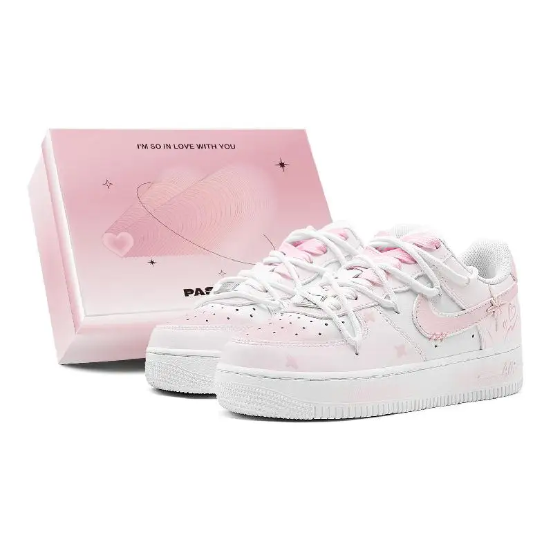 【Customize】Nike Air Force 1 Skateboarding Shoes Women's Low-top White/pink Sneakers shoes DH2920-111