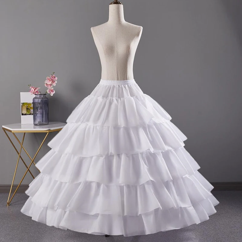 

Vintage Crinoline Petticoat for Women White Fluffy Underskirt A-Line Petticoat 4 Hoops Skirts Elegant Wedding Dress