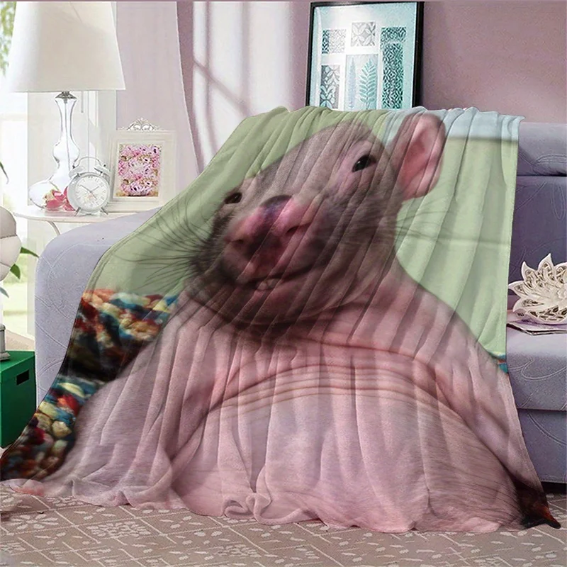 Novelty Pet Print Throw Blanket Funny Guinea Pig Decor Cozy Camping Beach Sofa Throws for Living Room Couch Gift