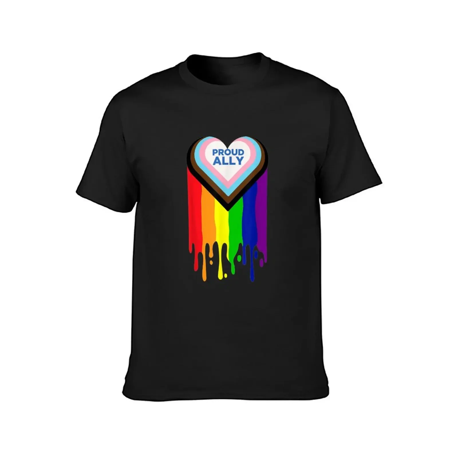 Proud Ally LGBTQ Progress Pride Flag Rainbow Love Dripping T-Shirt vintage graphic tee cute tops plain mens vintage t shirts