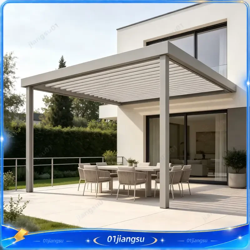 Modern Automatic Bioclimatic Aluminum Pergola Outdoor Patio Gazebo with Opening Louvered Roof Arches Garden Sunshade Canopy