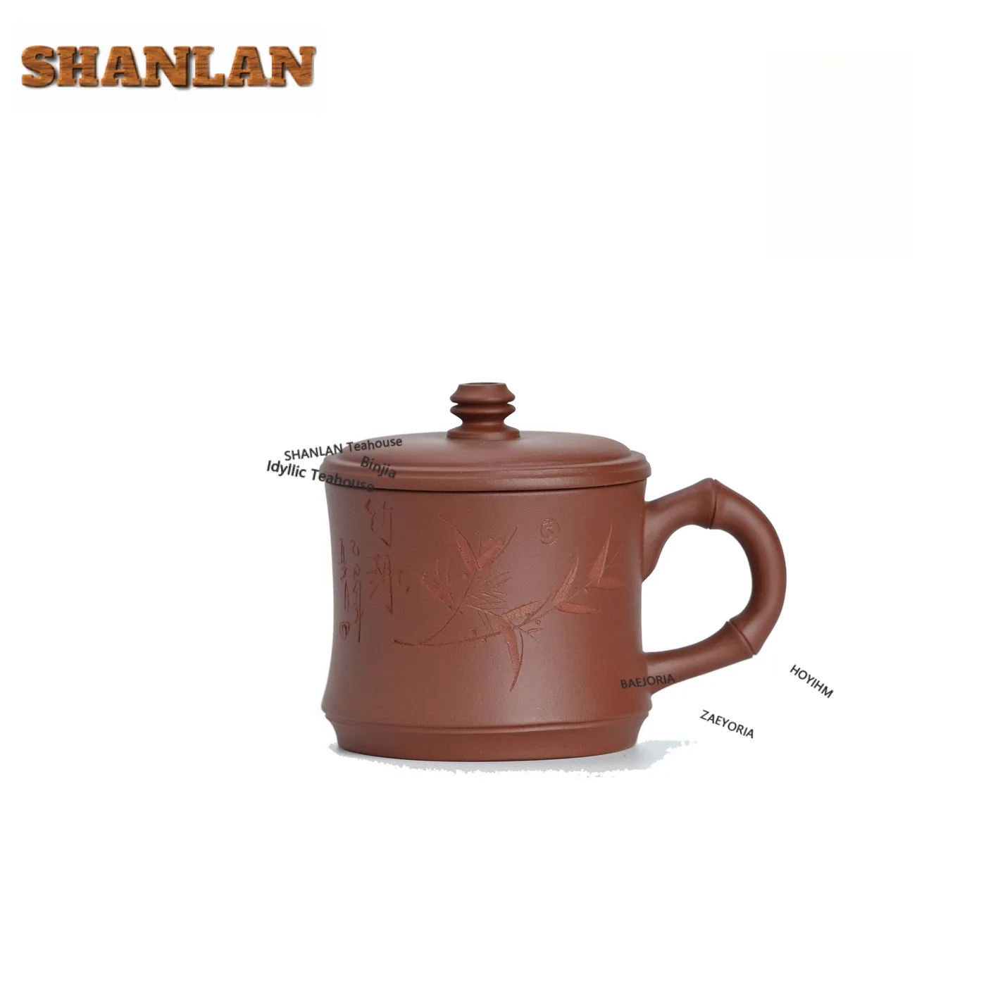 

Кружка для кофе/пива/чая из исинской фиолетовой глины (350 мл) с бамбуковым узором, для дома и офиса, посуда, подарки