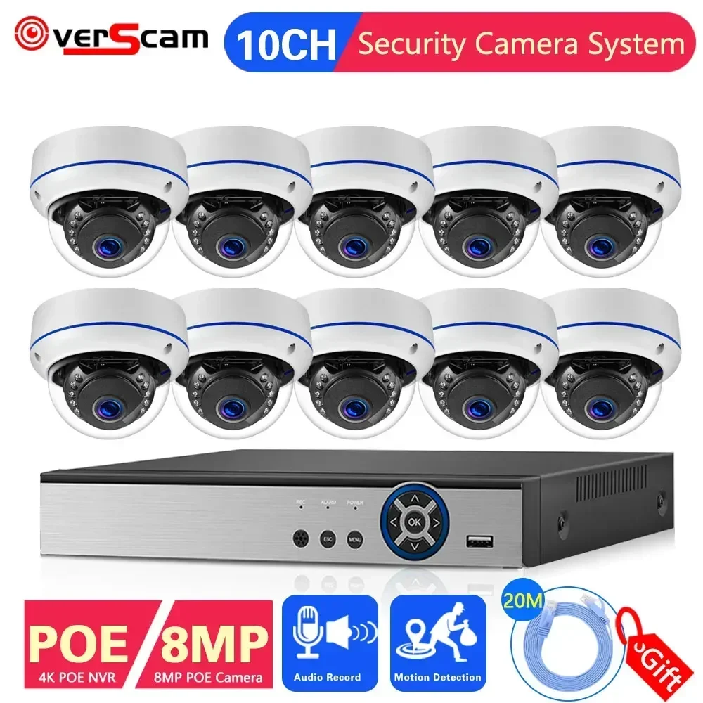 4K 8MP NVR Ultra HD POE IP Security CCTV Dome Camera System Set Outdoor wireless security camera Video Surveillance Cccam Kit