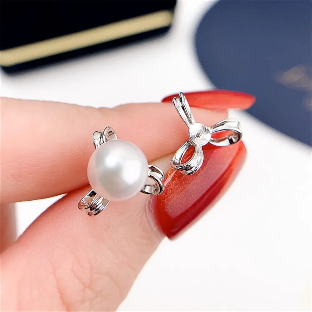 DIY Pearl Accessories S925 Sterling Silver Earrings Empty Fashion Silver Earrings Fit 5-8mm Beads E151