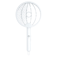 Electric Fly Swatter Racket Mosquito Zapper Foldable Bug Zapper Racket Mosquito Rechargeable for Indoor Outdoor White