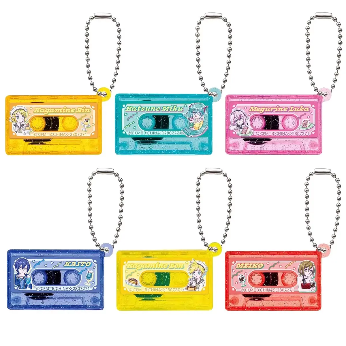 bandai-original-6pcs-gashapon-hatsune-miku-cassette-tape-charm-meiko-toys-for-kids-gift-collectible-model-ornaments