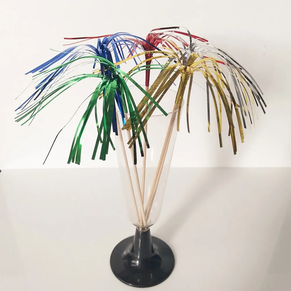 

400 Pcs Cake Toppers Firework Style Cocktail Picks Party Supplies Birthday Baby Shower Bamboo Toothpicks Food Decorations