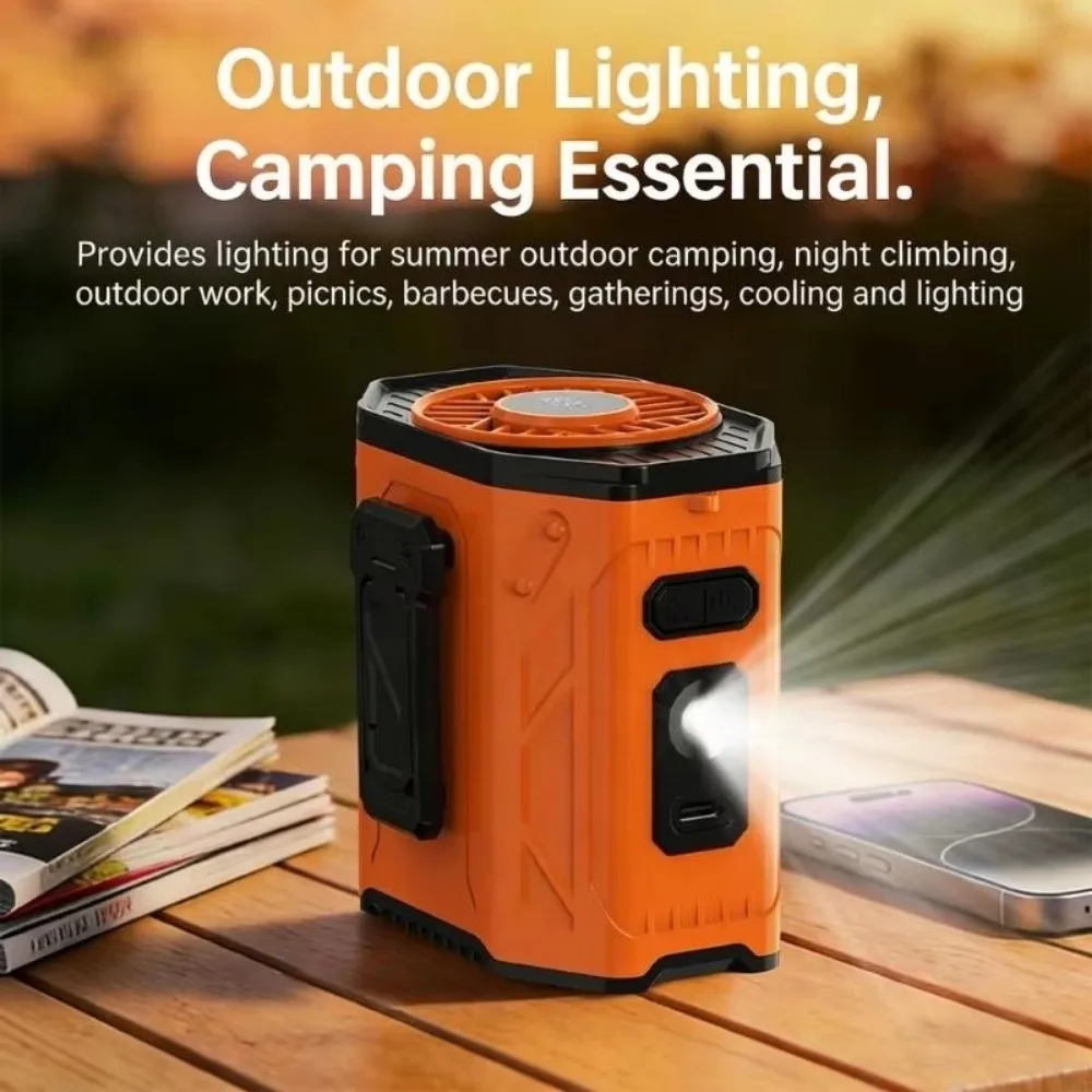 Portable Rechargeable Waist Clip Fan 100 Gears Strong Cooling Wearable Belt Fan High-Speed Long Battery Hanging Neck Fan Hiking