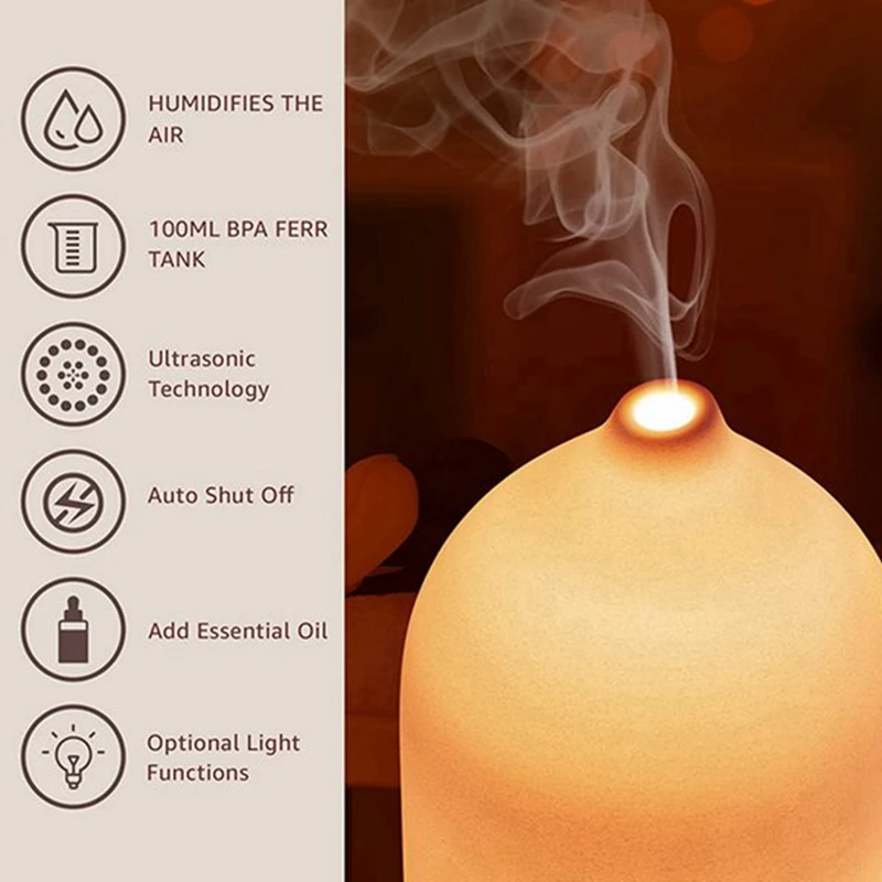 250ML Aromatherapy Essential Oil Diffuser Air Humidifier Cool With 7 Color LED Lights Ceramic Diffuser For Home