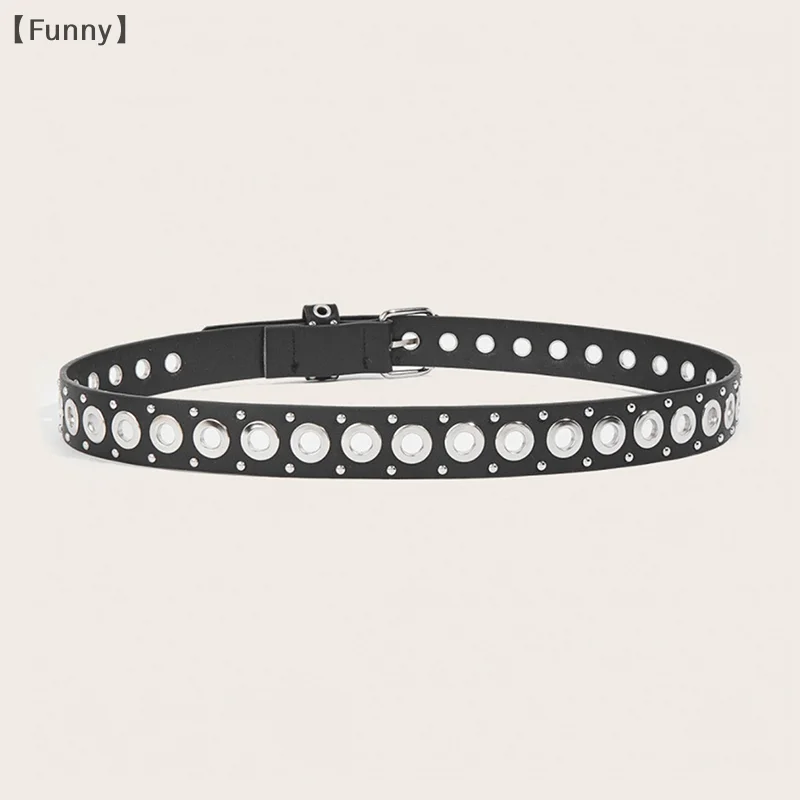 [مضحك] حزام نسائي عصري برشام حزام رفيع شخصية إبرة مشبك حزام الشارع الاتجاه الشرير الهيب هوب نمط الحزام