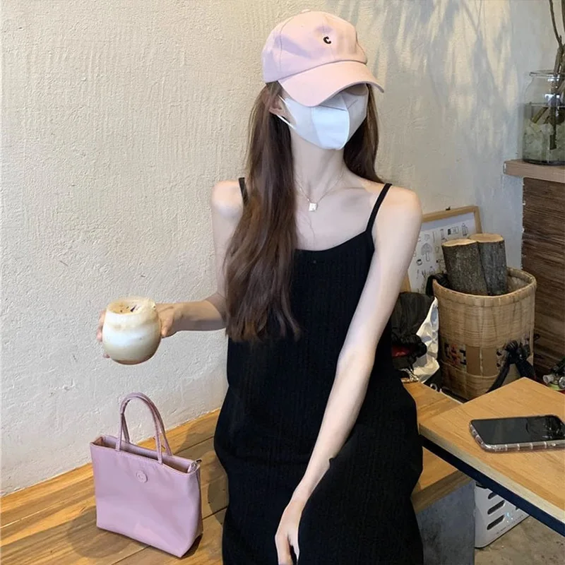 Summer Slimming Pleated Cami Dress French Lazy Style Sexy Fitted Long Luxe Dress for Women Versatile Hot Selling