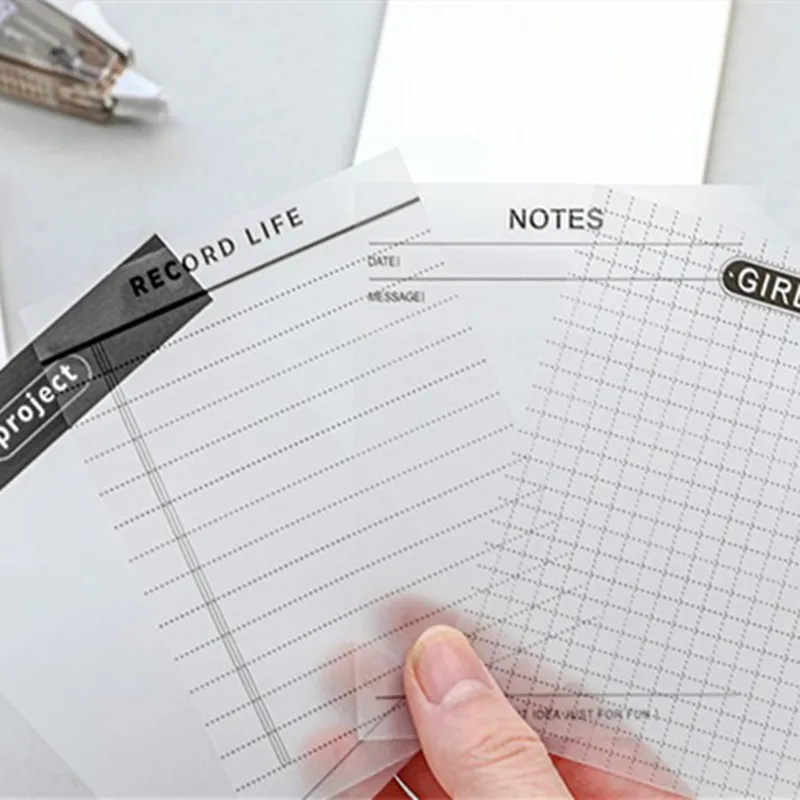 Bloc-Notes Portable, 50/80 feuilles, grille vide, bloc-Notes Transparent, pour la planification des Notes, fournitures scolaires et de bureau, 1 pièce