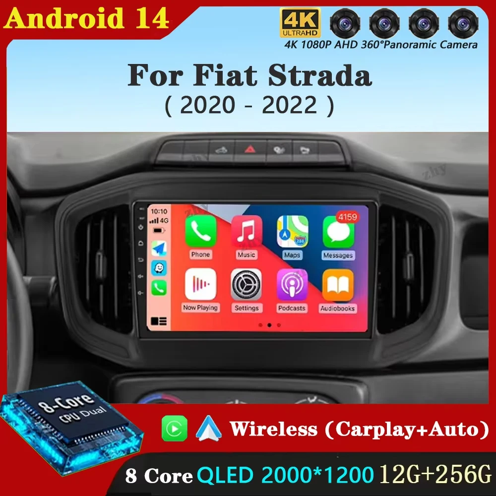 مشغل فيديو متعدد الوسائط للسيارة لسيارات فيات سترادا ، أندرويد 14 ، مشغل سيارة ، مسجل شريط ، وحدة رئيسية بنظام تحديد المواقع ، واي فاي ، 4G ، لا 2Din ، دي في دي ،-oy