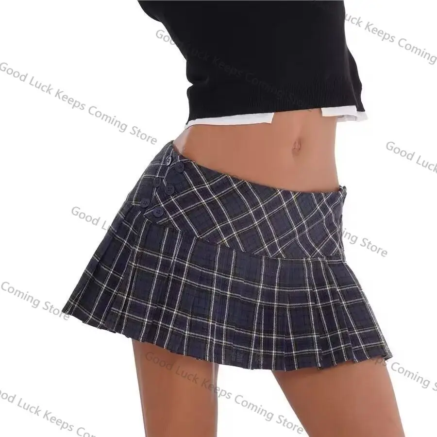 Mini jupes d'été pour femmes, vintage, mode coréenne, jupe à carreaux pour femmes y2k, jupes plissées vertes à carreaux, style preppy