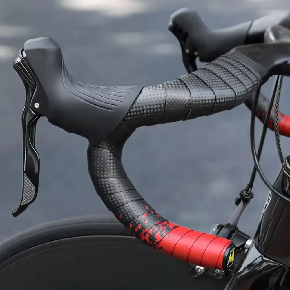 Gradient Color Cycling Handlebar Tape with Handle Blocking Soft Handle Bar Tapes Carbon Pattern Sweat Absorption