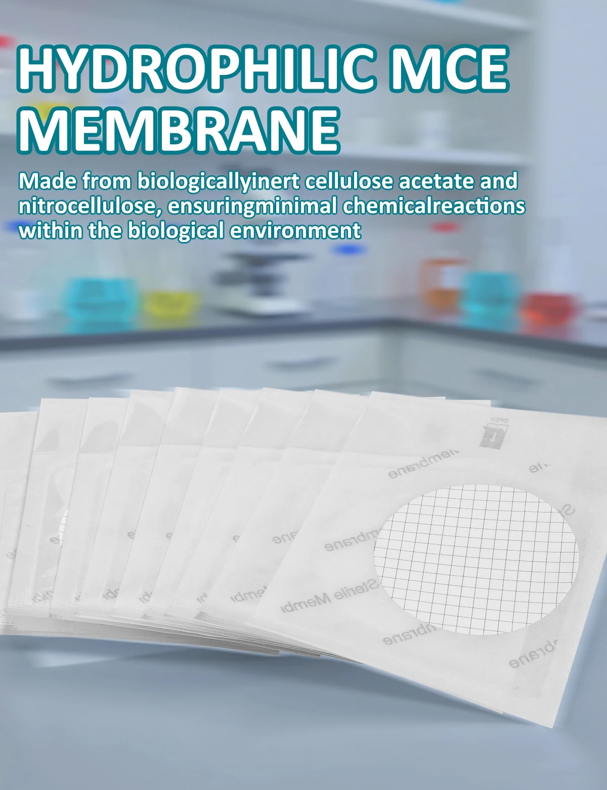 100 szt. Filtrów membranowych 47mm, sterylne MCE 0,22um 0,45um, opcjonalnie z siatką / bez siatki, białe, do mikrobiologicznych testów laboratoryjnych. — zdjęcie produktu 6