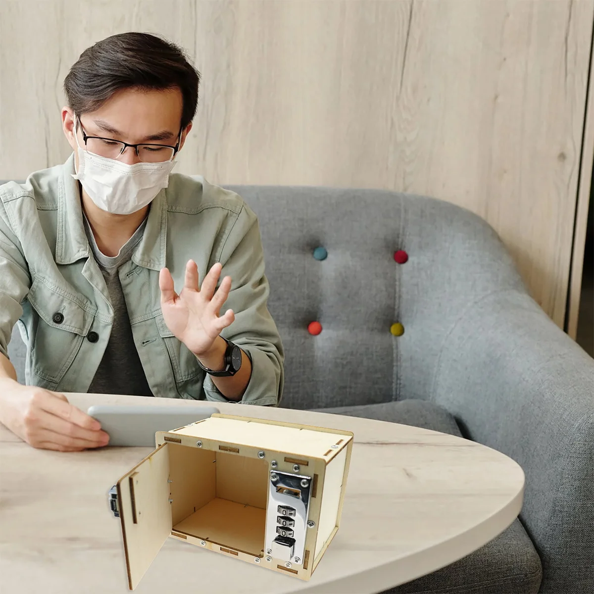 

1Set Durable Mechanical Password Box Fine Workmanship Beautiful Appearance Kids Secret DIY Password Case Wood Case Toy