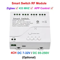 ZigBee Intelligent Switch RF Module 4 Channel DC7-32V / AC85-250V Jog Self-Locking WiFi Remote Control Relay Switch